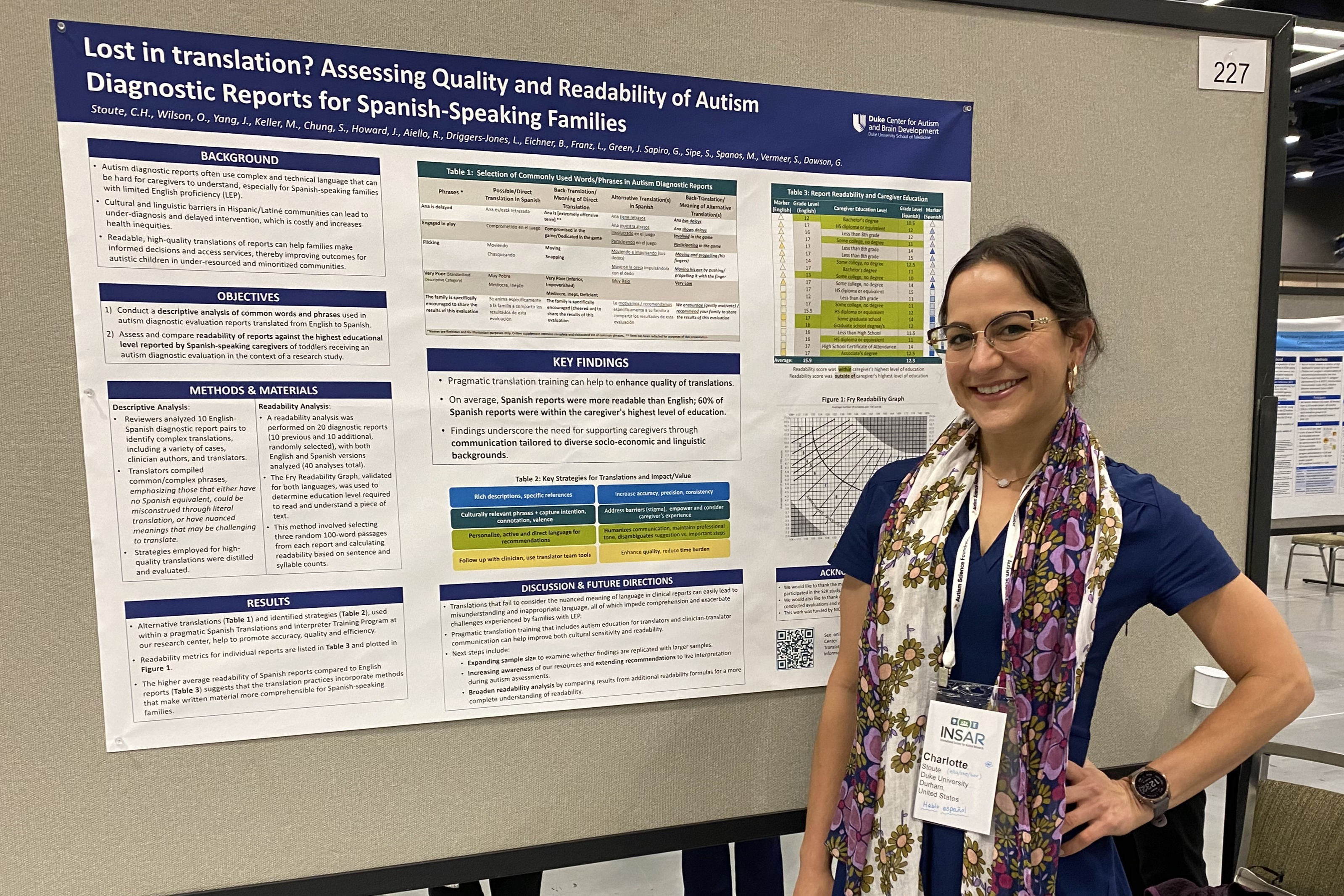 Charlotte Stoute with a research poster