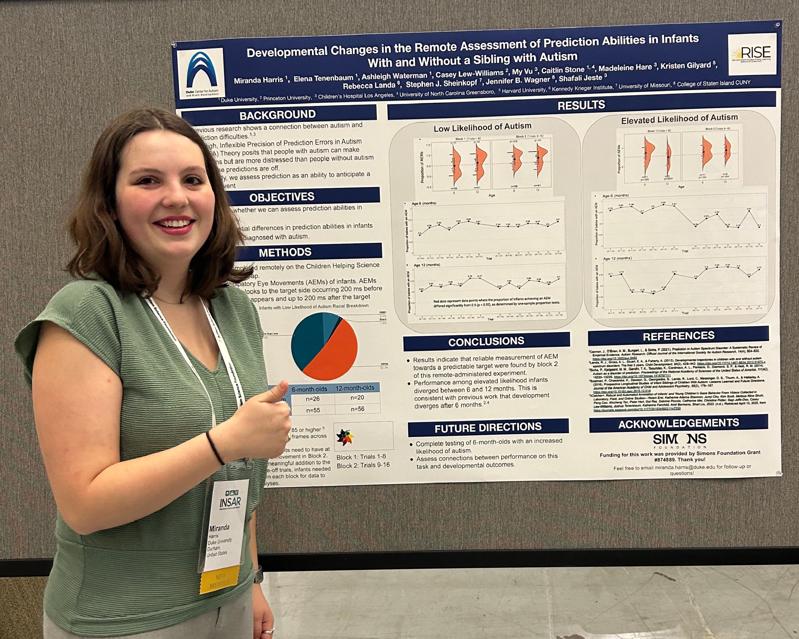 Miranda Harris with a research poster