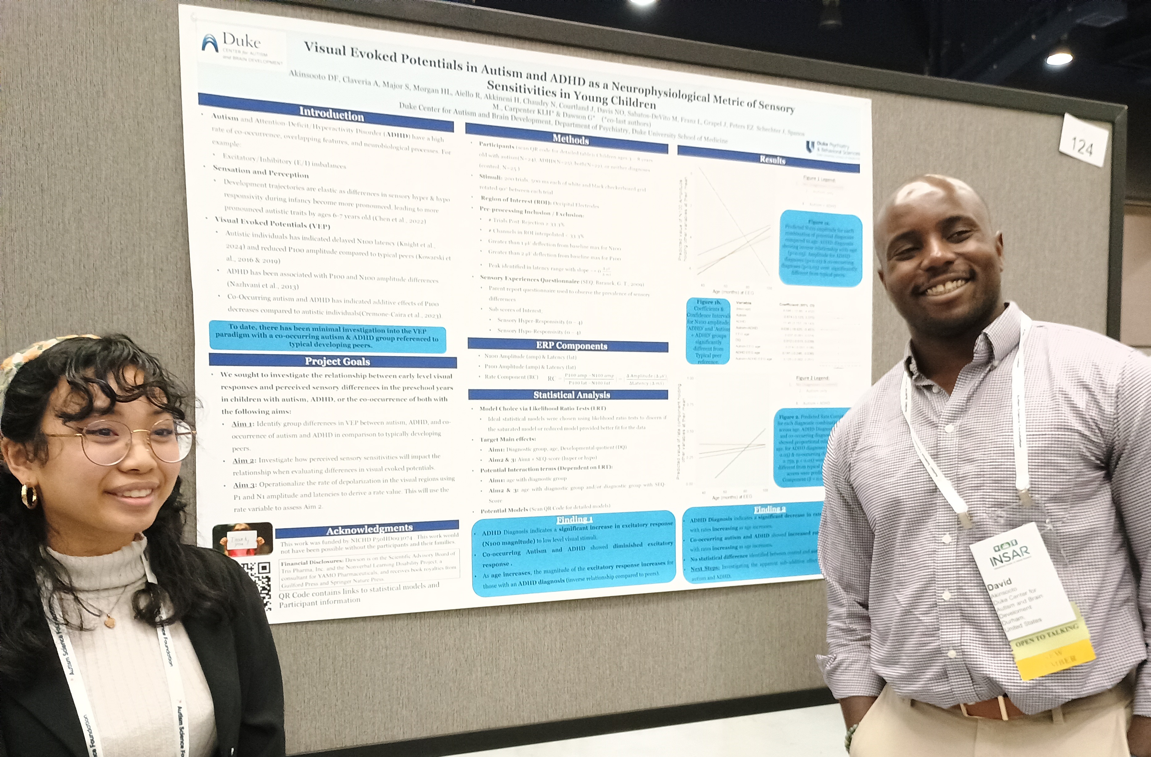 David Akinsooto and Angela Claveria with a research poster