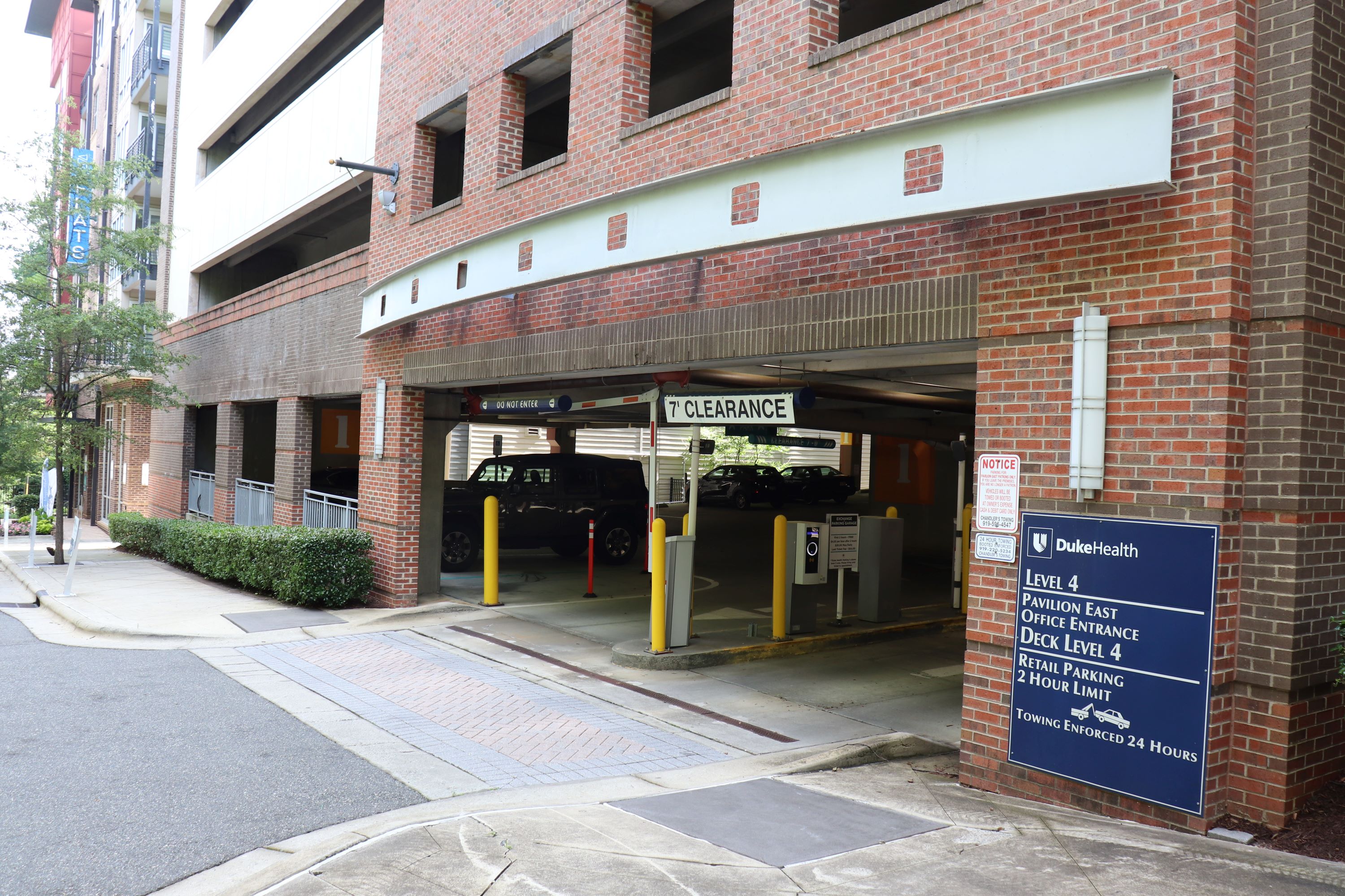 entrance to Exhange on Erwin parking deck