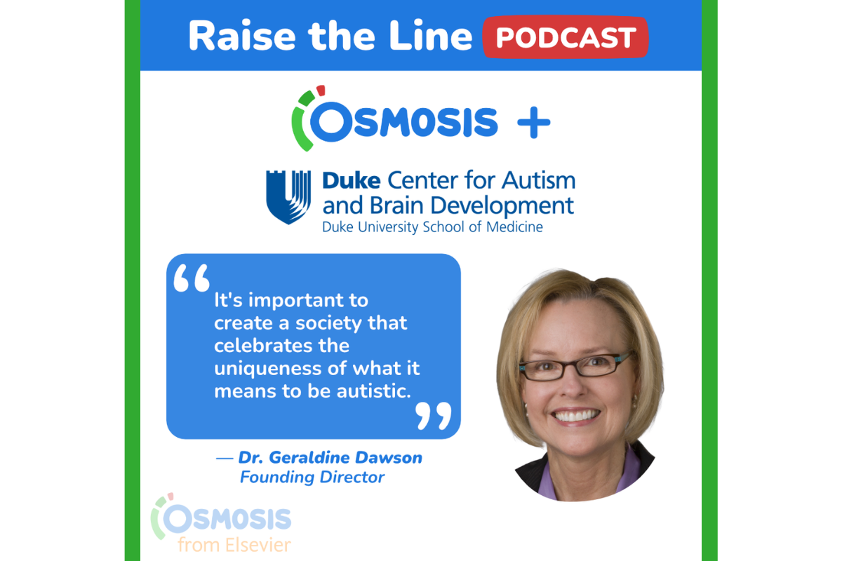 Logofor the Osmosis podcast from Elsevier, with headshot of Geraldine Dawson