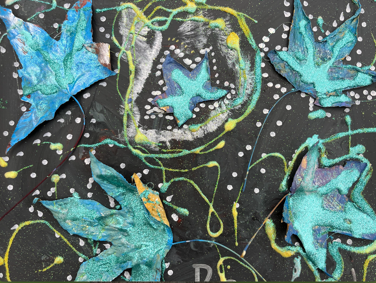 painting of shimmering leaves