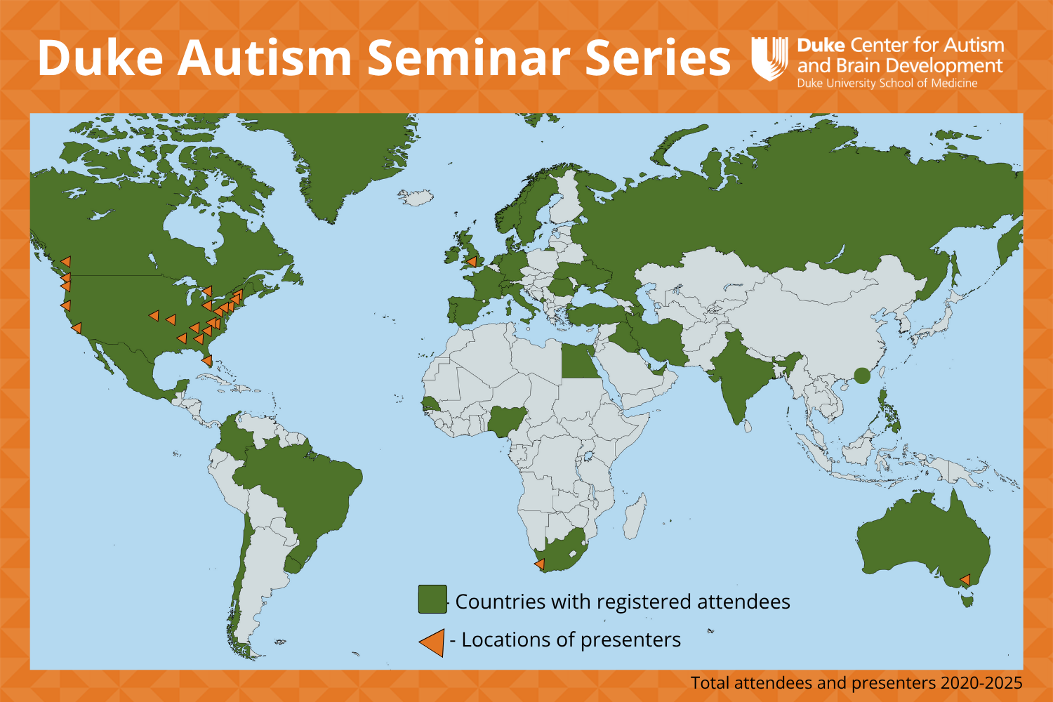 map of countries with 2024 seminar series attendees