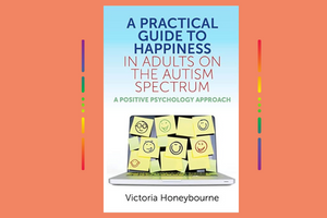 Practical Guide to Happiness cover page showing laptop with post it notes with smiley faces
