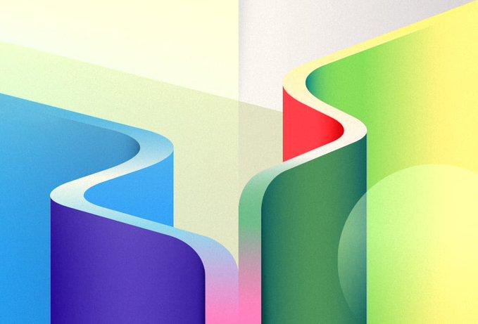 3-d wavy lines in rainbow colors