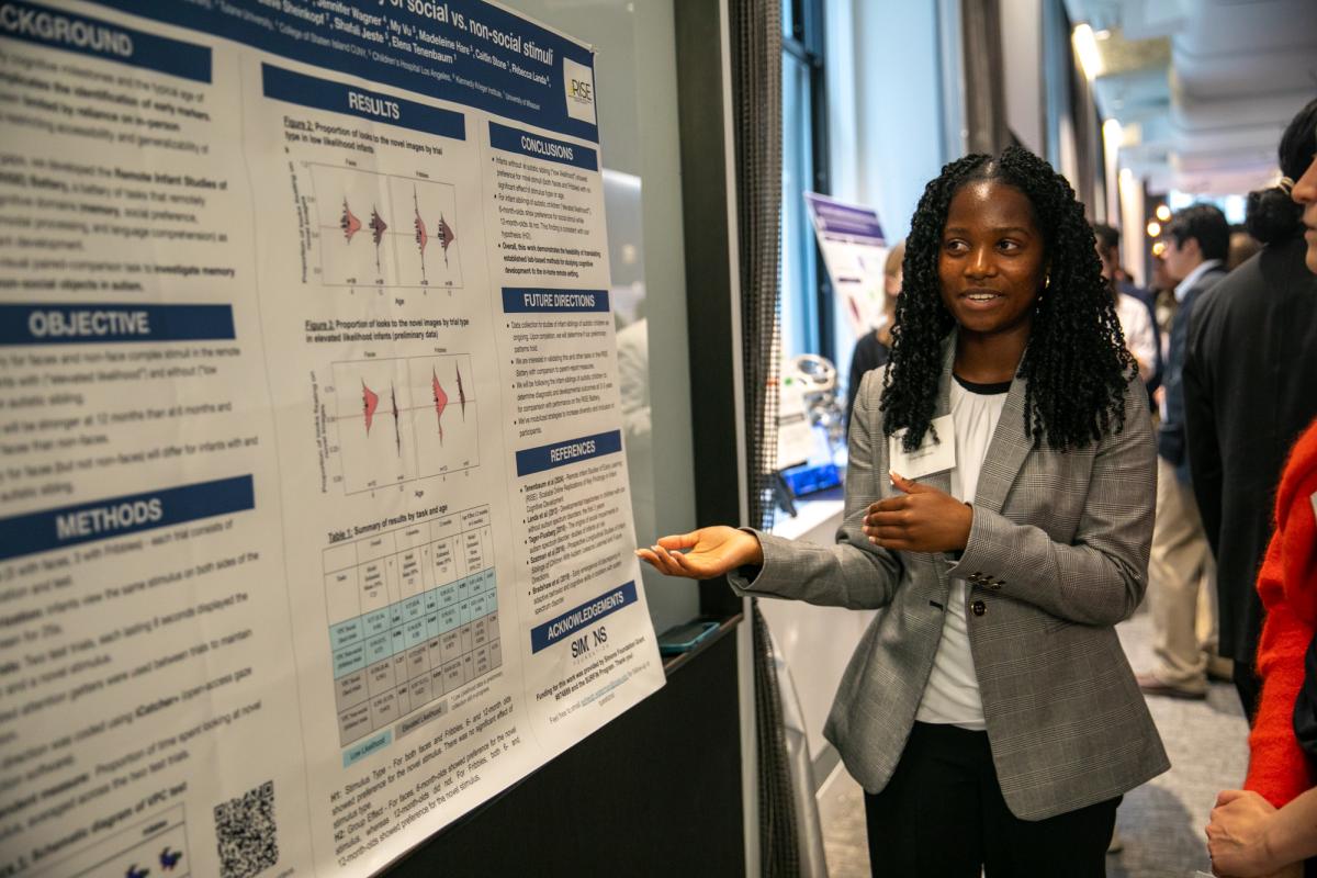 Ashleigh Waterman displays a research poster