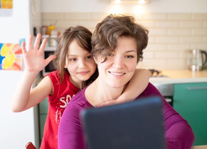 Mom and daughter telehealth