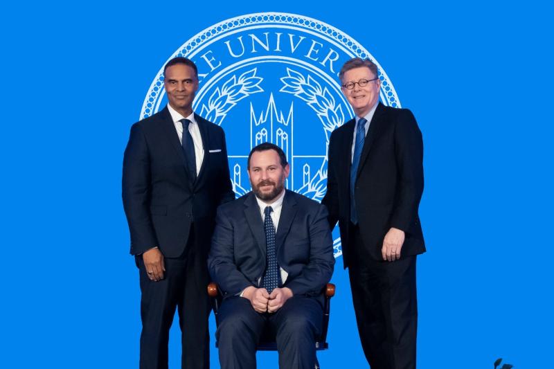 Gary Maslow (seated at center) with Duke President Vincent Price