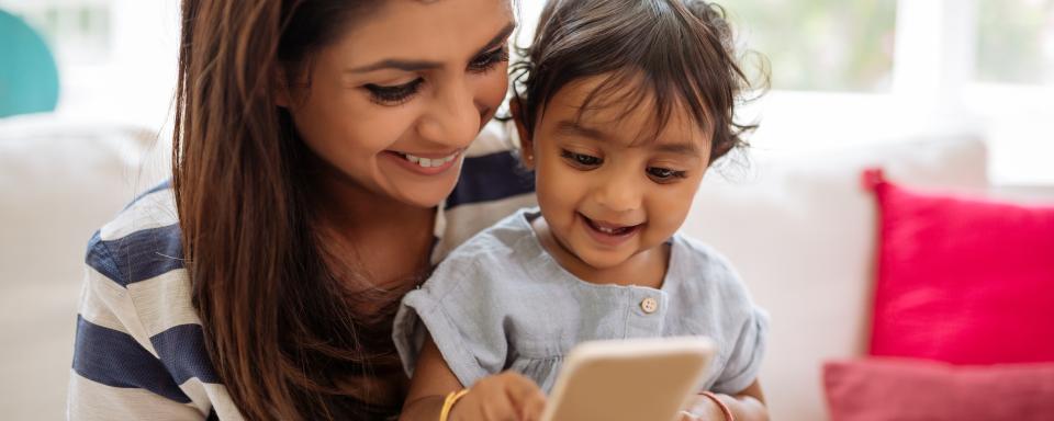 Mother child with phone