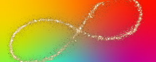 rainbow spectrum background with gold glitter infinity symbol