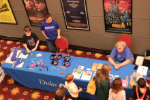 overhead view of table with sensory accommodation items