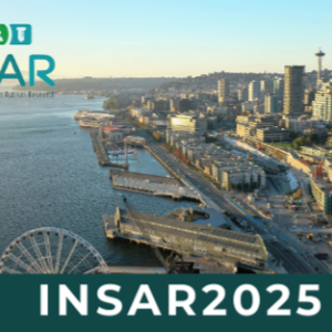 Aerial view of Seattle harbor with text INSAR 2025