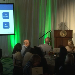 Elena Tenenbaum on stage at the Autism Science Foundation conference
